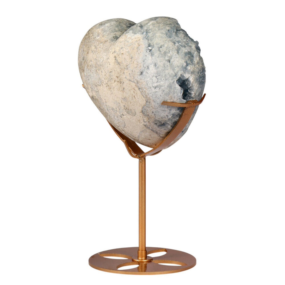 Celestien hart op goudkleurige standaard 13,7 x 11,5 x 6,2 cm | 1745 gram Celestien hart op goudkleurige standaard 13,7 x 11,5 x 6,2 cm | 1745 gram