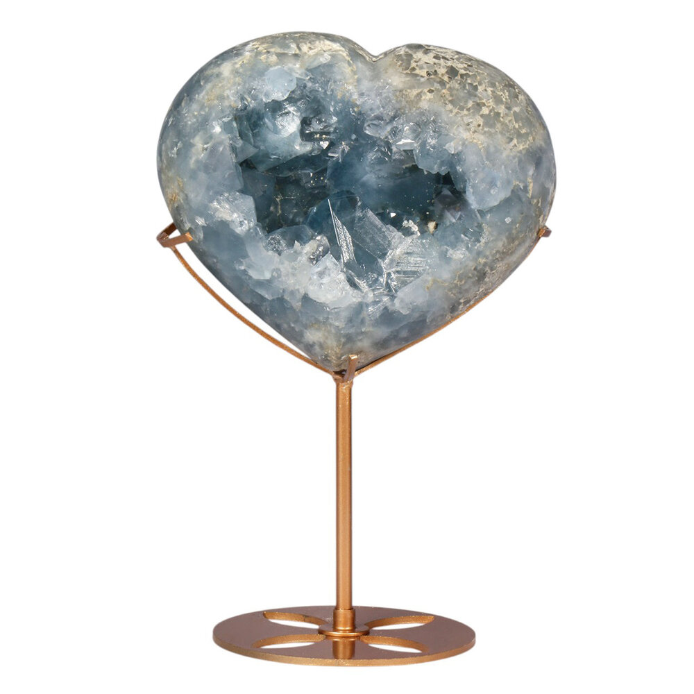 Celestien hart op goudkleurige standaard 13,4 x 11,5 x 6,7 cm | 2078 gram Celestien hart op goudkleurige standaard 13,4 x 11,5 x 6,7 cm | 2078 gram