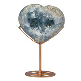 Celestien hart op goudkleurige standaard 13,4 x 11,5 x 6,7 cm | 2078 gram