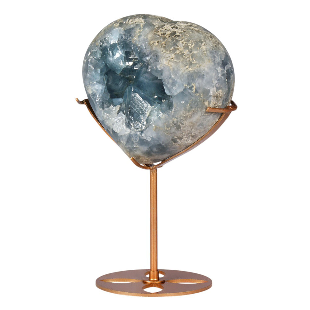 Celestien hart op goudkleurige standaard 13,4 x 11,5 x 6,7 cm | 2078 gram Celestien hart op goudkleurige standaard 13,4 x 11,5 x 6,7 cm | 2078 gram