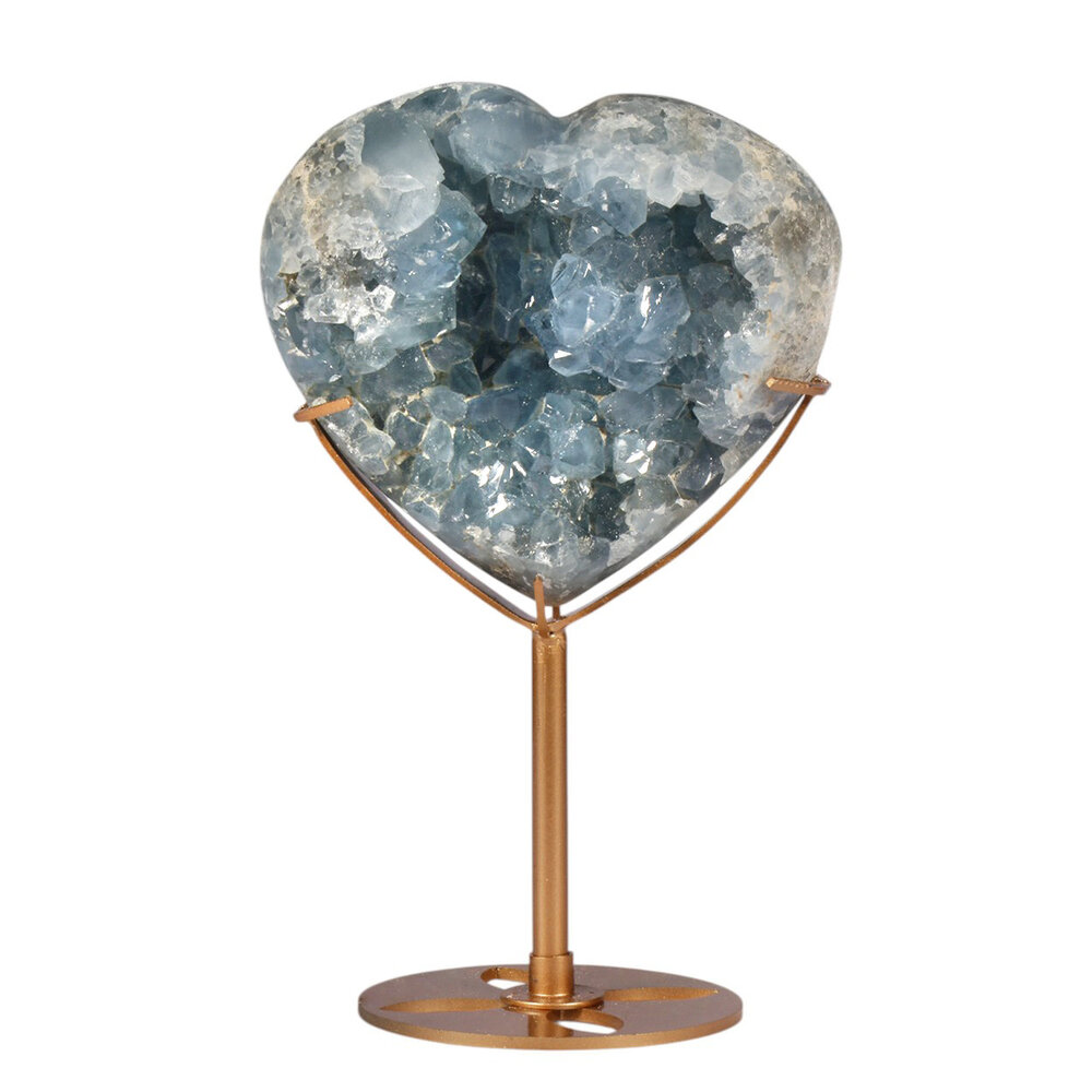 Celestien hart op goudkleurige standaard 11,7 x 10,9 x 4,9 cm | 1027 gram Celestien hart op goudkleurige standaard 11,7 x 10,9 x 4,9 cm | 1027 gram