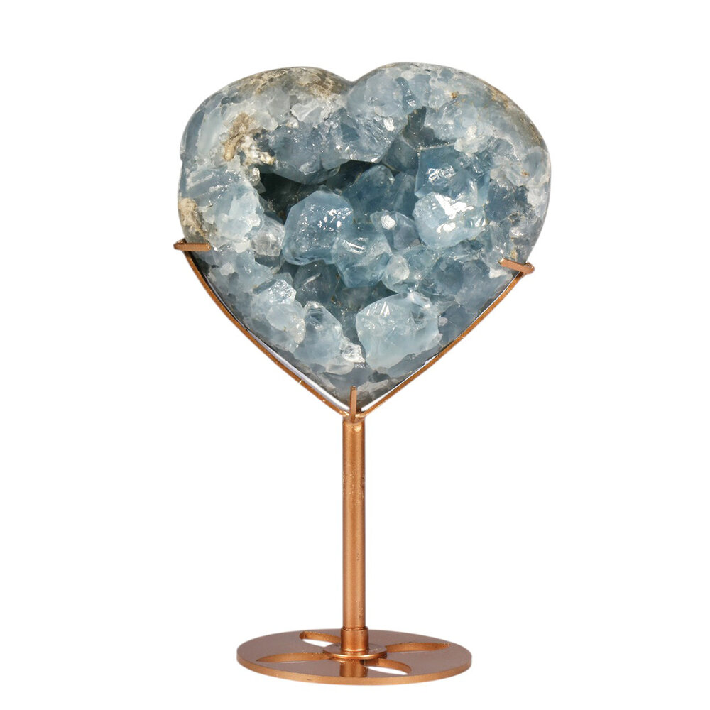 Celestien hart op goudkleurige standaard 12,5 x 11,6 x 4,6 cm | 1305 gram Celestien hart op goudkleurige standaard 12,5 x 11,6 x 4,6 cm | 1305 gram