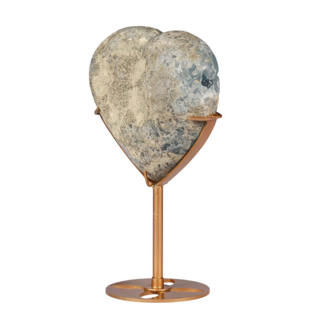 Celestien hart op goudkleurige standaard 12,5 x 11,6 x 4,6 cm | 1305 gram Celestien hart op goudkleurige standaard 12,5 x 11,6 x 4,6 cm | 1305 gram