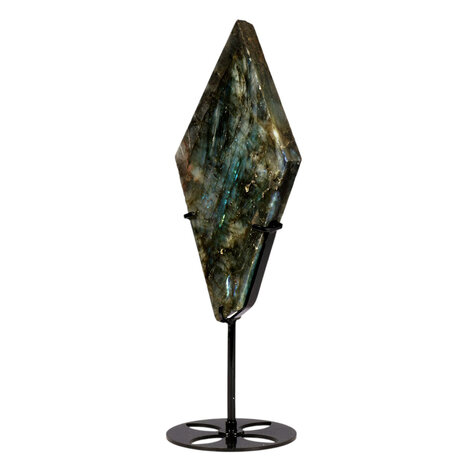 Labradoriet schijf gepolijst op standaard 20 x 10 x 1,9 cm | 638 gram Labradoriet schijf gepolijst op standaard 20 x 10 x 1,9 cm | 638 gram
