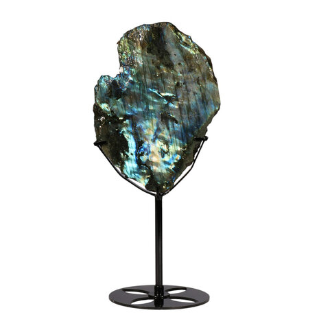 Labradoriet schijf gepolijst op standaard 16,5 x 12,3 x 1,5 cm | 788 gram Labradoriet schijf gepolijst op standaard 16,5 x 12,3 x 1,5 cm | 788 gram