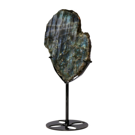 Labradoriet schijf gepolijst op standaard 16,5 x 12,3 x 1,5 cm | 788 gram Labradoriet schijf gepolijst op standaard 16,5 x 12,3 x 1,5 cm | 788 gram