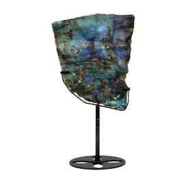 Labradoriet schijf gepolijst op standaard 16 x 14,3 x 1,7 cm | 876 gram Labradoriet schijf gepolijst op standaard 16 x 14,3 x 1,7 cm | 876 gram