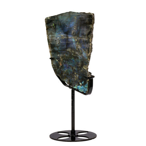 Labradoriet schijf gepolijst op standaard 16 x 14,3 x 1,7 cm | 876 gram Labradoriet schijf gepolijst op standaard 16 x 14,3 x 1,7 cm | 876 gram