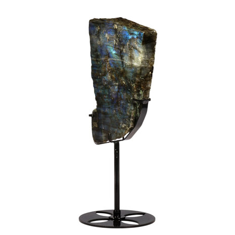 Labradoriet schijf gepolijst op standaard 16 x 14,3 x 1,7 cm | 876 gram Labradoriet schijf gepolijst op standaard 16 x 14,3 x 1,7 cm | 876 gram