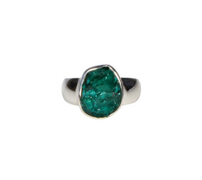 Zilveren ring dioptaas ruw maat 18 1/2 | driehoek 1,3 x 1,1 cm Zilveren ring dioptaas ruw maat 18 1/2 | driehoek 1,3 x 1,1 cm