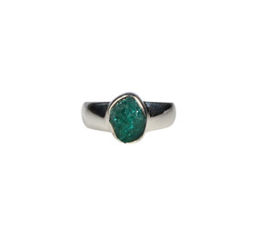 Zilveren ring dioptaas ruw maat 16 1/2 | ovaal 0,9 x 0,7 cm Zilveren ring dioptaas ruw maat 16 1/2 | ovaal 0,9 x 0,7 cm