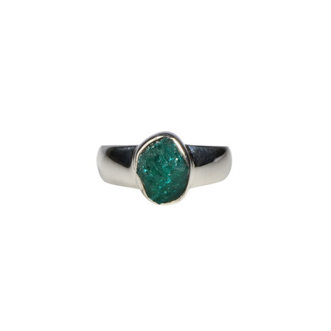 Zilveren ring dioptaas ruw maat 16 1/2 | ovaal 0,9 x 0,7 cm Zilveren ring dioptaas ruw maat 16 1/2 | ovaal 0,9 x 0,7 cm