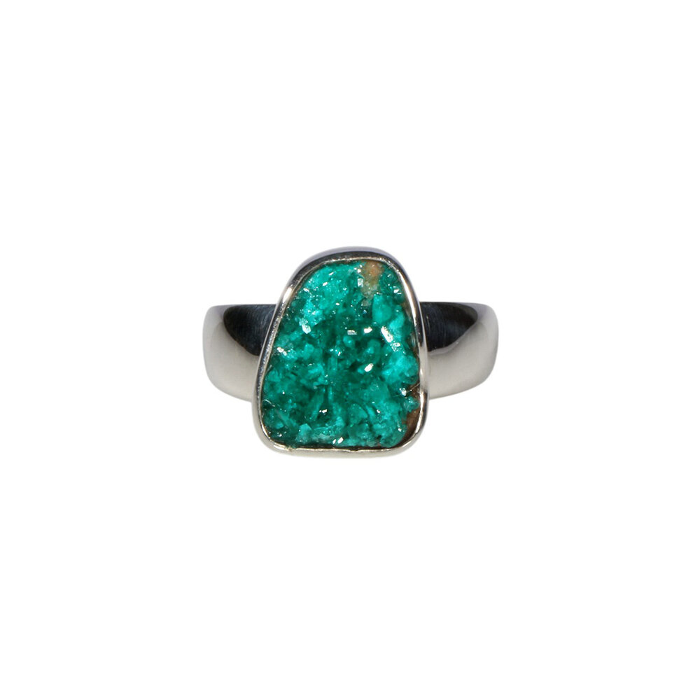 Zilveren ring dioptaas ruw maat 18 1/2 | ovaal 1,3 x 1,1 cm Zilveren ring dioptaas ruw maat 18 1/2 | ovaal 1,3 x 1,1 cm