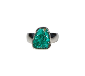 Zilveren ring dioptaas ruw maat 18 1/2 | ovaal 1,3 x 1,1 cm Zilveren ring dioptaas ruw maat 18 1/2 | ovaal 1,3 x 1,1 cm