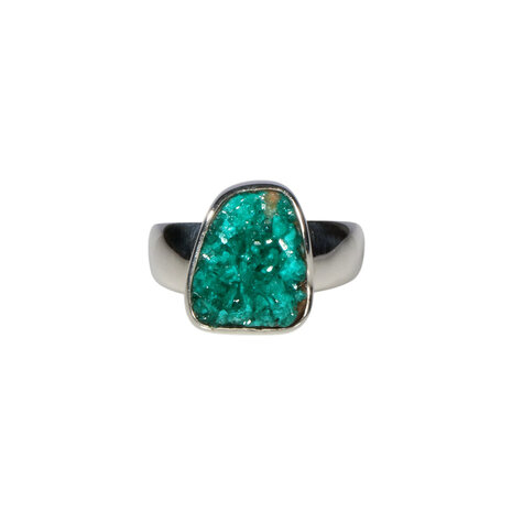 Zilveren ring dioptaas ruw maat 18 1/2 | ovaal 1,3 x 1,1 cm Zilveren ring dioptaas ruw maat 18 1/2 | ovaal 1,3 x 1,1 cm