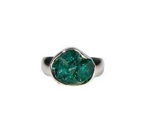 Zilveren ring dioptaas ruw maat 17 1/2 | ovaal 1,4 x 1,1 cm