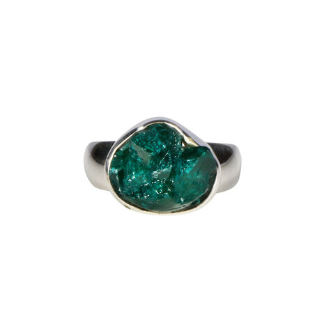 Zilveren ring dioptaas ruw maat 17 1/2 | ovaal 1,4 x 1,1 cm
