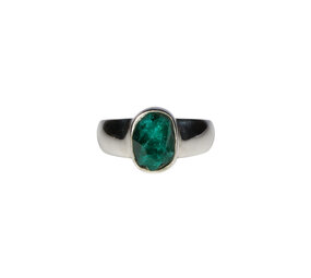 Zilveren ring dioptaas ruw maat 17 | ovaal 0,9 x 0,7 cm Zilveren ring dioptaas ruw maat 17 | ovaal 0,9 x 0,7 cm