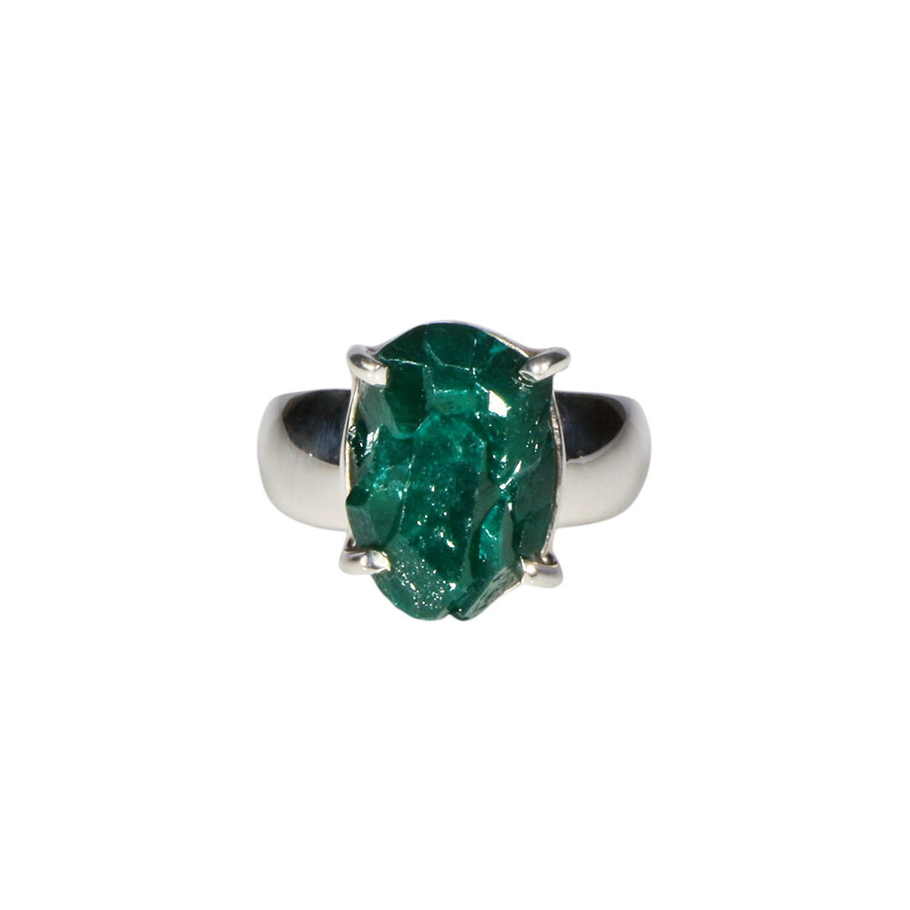 Zilveren ring dioptaas ruw maat 17 | ovaal gezet 1,5 x 1 cm Zilveren ring dioptaas ruw maat 17 | ovaal gezet 1,5 x 1 cm