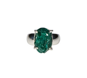 Zilveren ring dioptaas ruw maat 17 | ovaal gezet 1,5 x 1 cm Zilveren ring dioptaas ruw maat 17 | ovaal gezet 1,5 x 1 cm