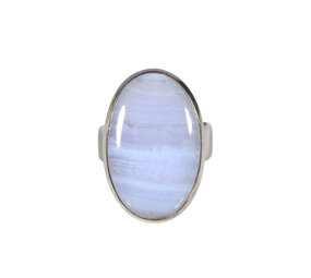 Zilveren ring chalcedoon maat 18 | ovaal 2,4 x 1,5 cm