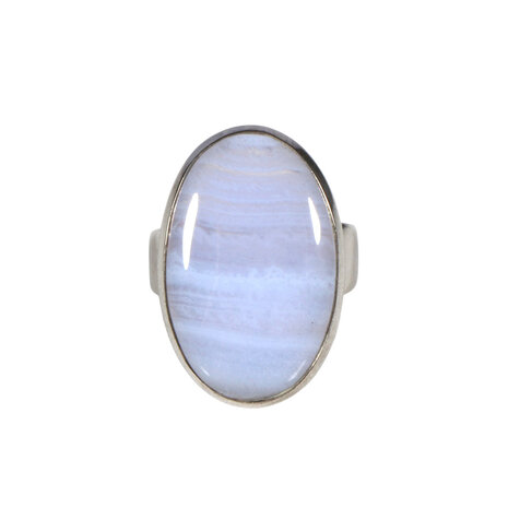 Zilveren ring chalcedoon maat 18 | ovaal 2,4 x 1,5 cm
