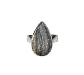 Zilveren ring chalcedoonroosje maat 17 1/2 (verstelbaar) | druppel 2 x 1,1 cm Zilveren ring chalcedoonroosje maat 17 1/2 (verstelbaar) | druppel 2 x 1,1 cm