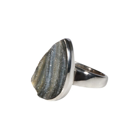 Zilveren ring chalcedoonroosje maat 17 1/2 (verstelbaar) | druppel 2 x 1,1 cm Zilveren ring chalcedoonroosje maat 17 1/2 (verstelbaar) | druppel 2 x 1,1 cm