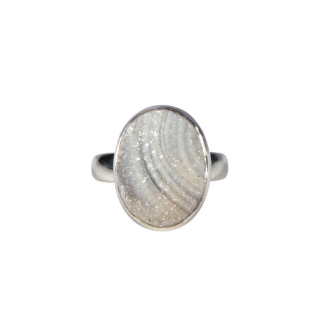 Zilveren ring chalcedoonroosje maat 16 1/2 (verstelbaar) | ovaal 1,6 x 1,2 cm Zilveren ring chalcedoonroosje maat 16 1/2 (verstelbaar) | ovaal 1,6 x 1,2 cm