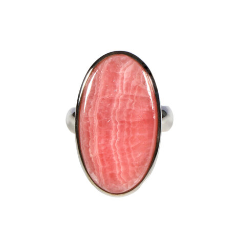 Zilveren ring rhodochrosiet (licht verstelbaar) maat 17 | ovaal 2,7 x 1,5 cm Zilveren ring rhodochrosiet (licht verstelbaar) maat 17 | ovaal 2,7 x 1,5 cm