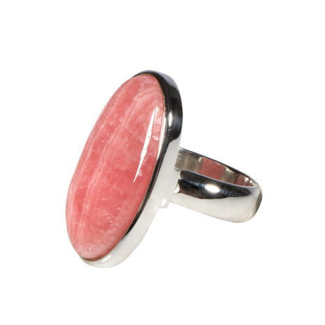 Zilveren ring rhodochrosiet (licht verstelbaar) maat 17 | ovaal 2,7 x 1,5 cm Zilveren ring rhodochrosiet (licht verstelbaar) maat 17 | ovaal 2,7 x 1,5 cm