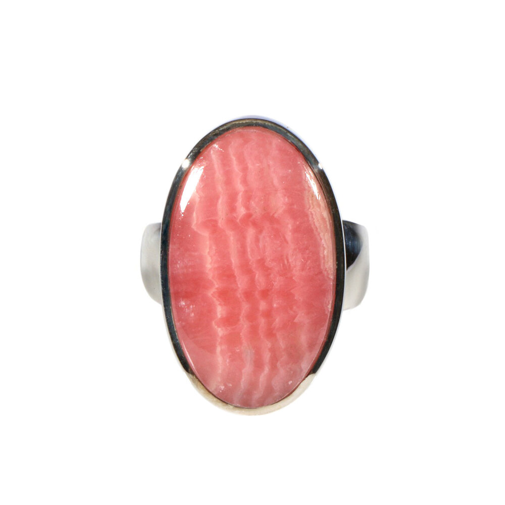 Zilveren ring rhodochrosiet maat 19 1/2 | ovaal 2,6 x 1,6 cm Zilveren ring rhodochrosiet maat 19 1/2 | ovaal 2,6 x 1,6 cm
