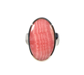 Zilveren ring rhodochrosiet maat 19 1/2 | ovaal 2,6 x 1,6 cm Zilveren ring rhodochrosiet maat 19 1/2 | ovaal 2,6 x 1,6 cm