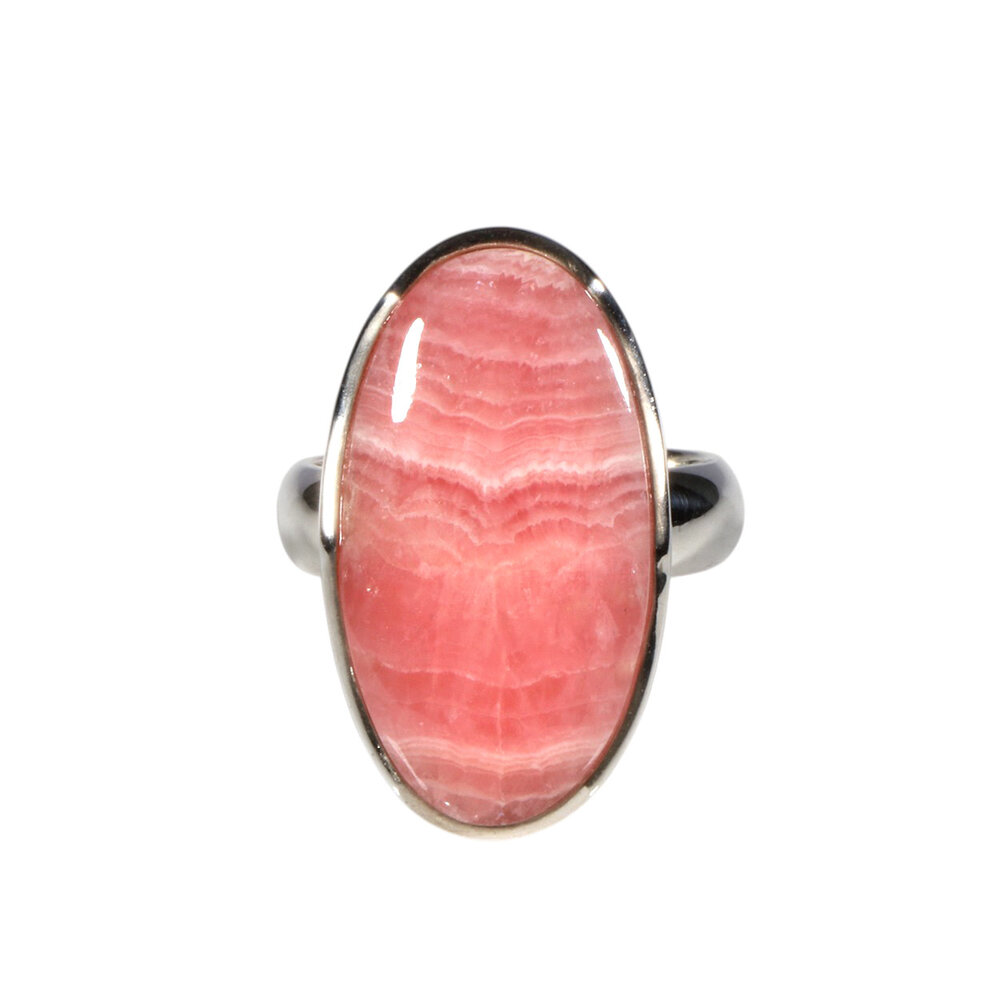 Zilveren ring rhodochrosiet (licht verstelbaar) maat 18 | ovaal 2,6 x 1,4 cm Zilveren ring rhodochrosiet (licht verstelbaar) maat 18 | ovaal 2,6 x 1,4 cm
