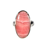 Zilveren ring rhodochrosiet (licht verstelbaar) maat 18 | ovaal 2,6 x 1,4 cm