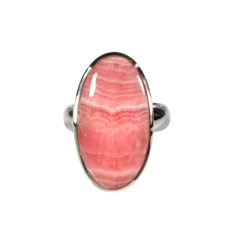 Zilveren ring rhodochrosiet (licht verstelbaar) maat 18 | ovaal 2,6 x 1,4 cm Zilveren ring rhodochrosiet (licht verstelbaar) maat 18 | ovaal 2,6 x 1,4 cm