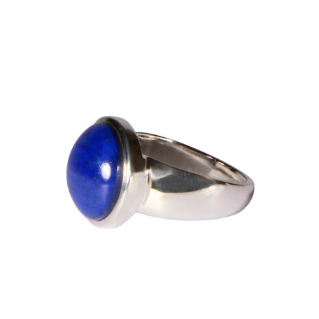 Zilveren ring lapis lazuli maat 18 | rond 1,4 cm