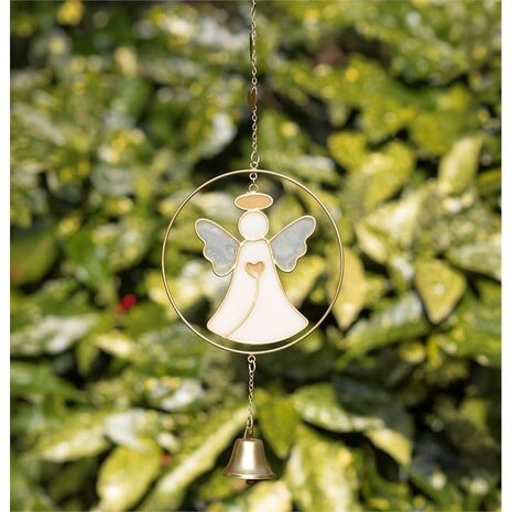 Suncatcher engel met bel | raamhanger Suncatcher engel met bel | raamhanger