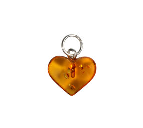Barnsteen (cognac) hanger hart met zilveren oogje Barnsteen (cognac) hanger hart met zilveren oogje