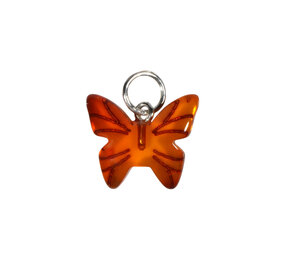 Barnsteen (cognac) hanger vlinder met zilveren oogje