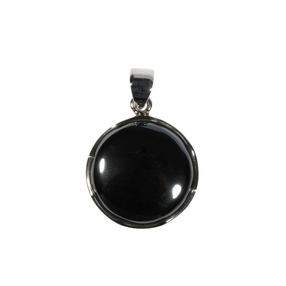 Zilveren hanger hematiet | rond 2,1 cm