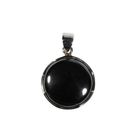 Zilveren hanger hematiet | rond 2,1 cm