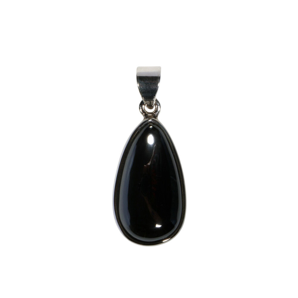 Zilveren hanger hematiet | druppel 2,4 x 1,3 cm