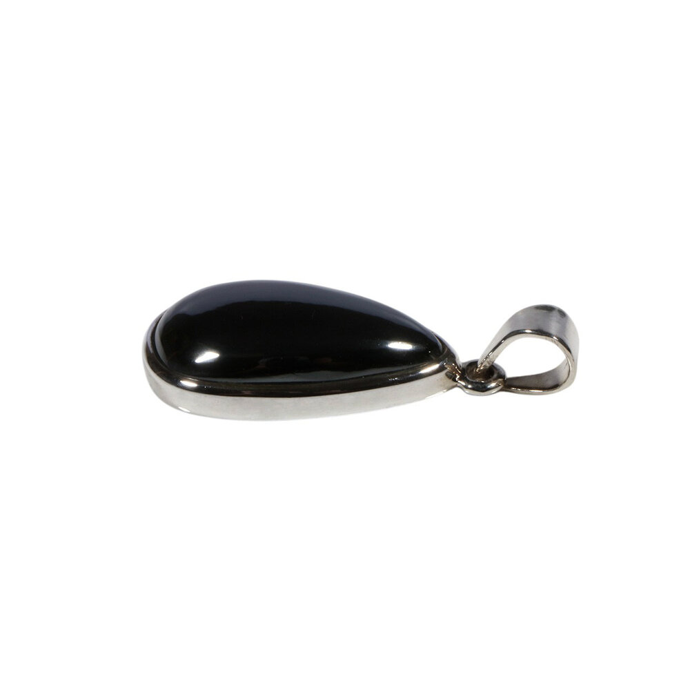 Zilveren hanger hematiet | druppel 2,4 x 1,3 cm