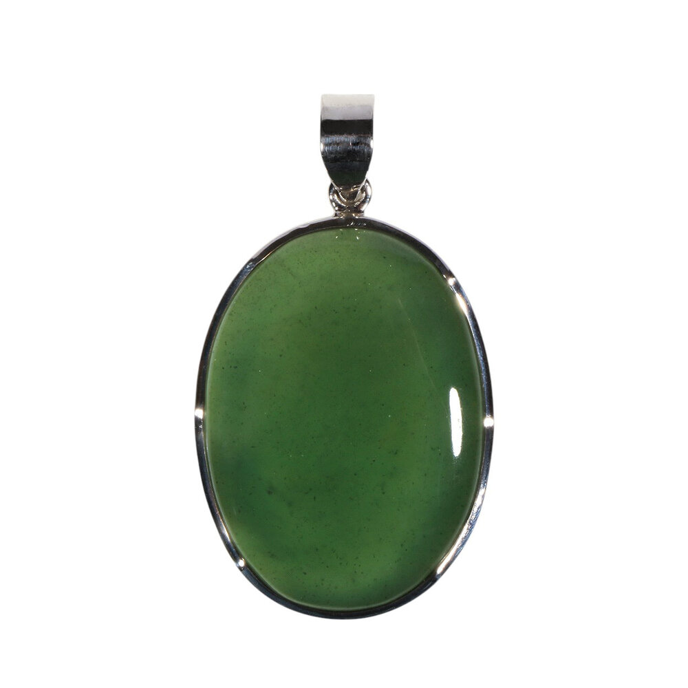 Zilveren hanger jade | ovaal 3,2 x 2,1 cm