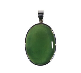 Zilveren hanger jade | ovaal 3,2 x 2,1 cm