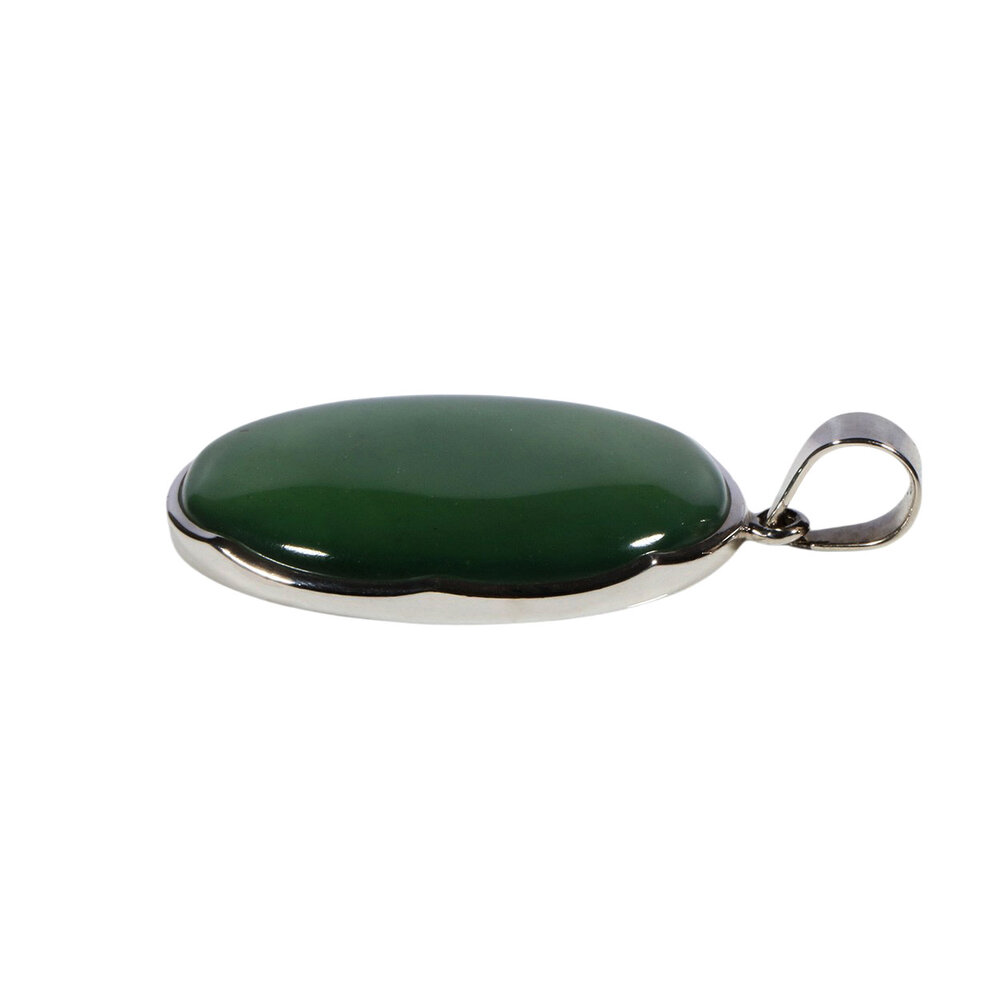 Zilveren hanger jade | ovaal 3,2 x 2,1 cm
