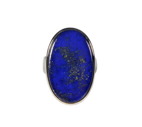 Zilveren ring lapis lazuli maat 19 | ovaal 2,9 x 1,9 cm Zilveren ring lapis lazuli maat 19 | ovaal 2,9 x 1,9 cm