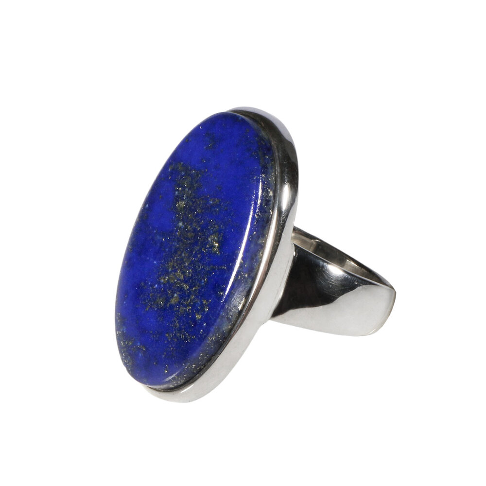 Zilveren ring lapis lazuli maat 19 | ovaal 2,9 x 1,9 cm Zilveren ring lapis lazuli maat 19 | ovaal 2,9 x 1,9 cm