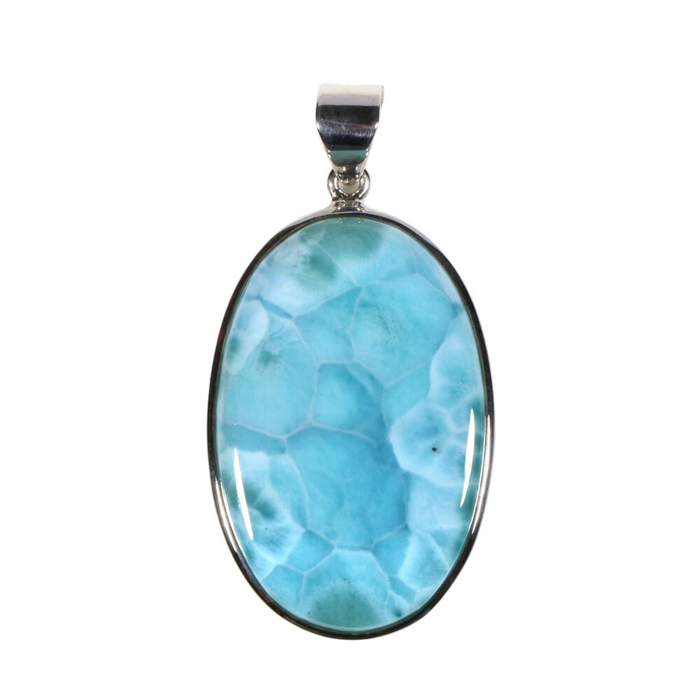 Zilveren hanger larimar | ovaal 3,4 x 2,8 cm Zilveren hanger larimar | ovaal 3,4 x 2,8 cm